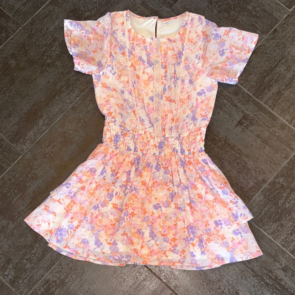 Abercrombie kids Girls Pink & Lavender Short Sleeve floral dress size 14 large